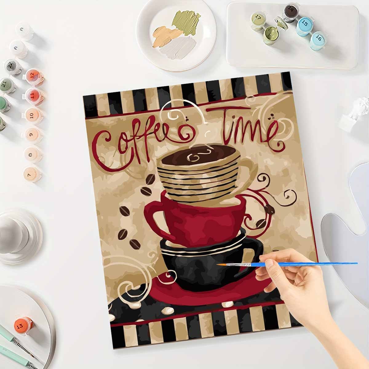 Letter S Art Craft - ชุดระบายสีตามตัวเลขสำหรับผู้ใหญ่ ผู้เริ่มต้น ขนาด 40x50 ซม. ภาพวาดแก้วกาแฟ