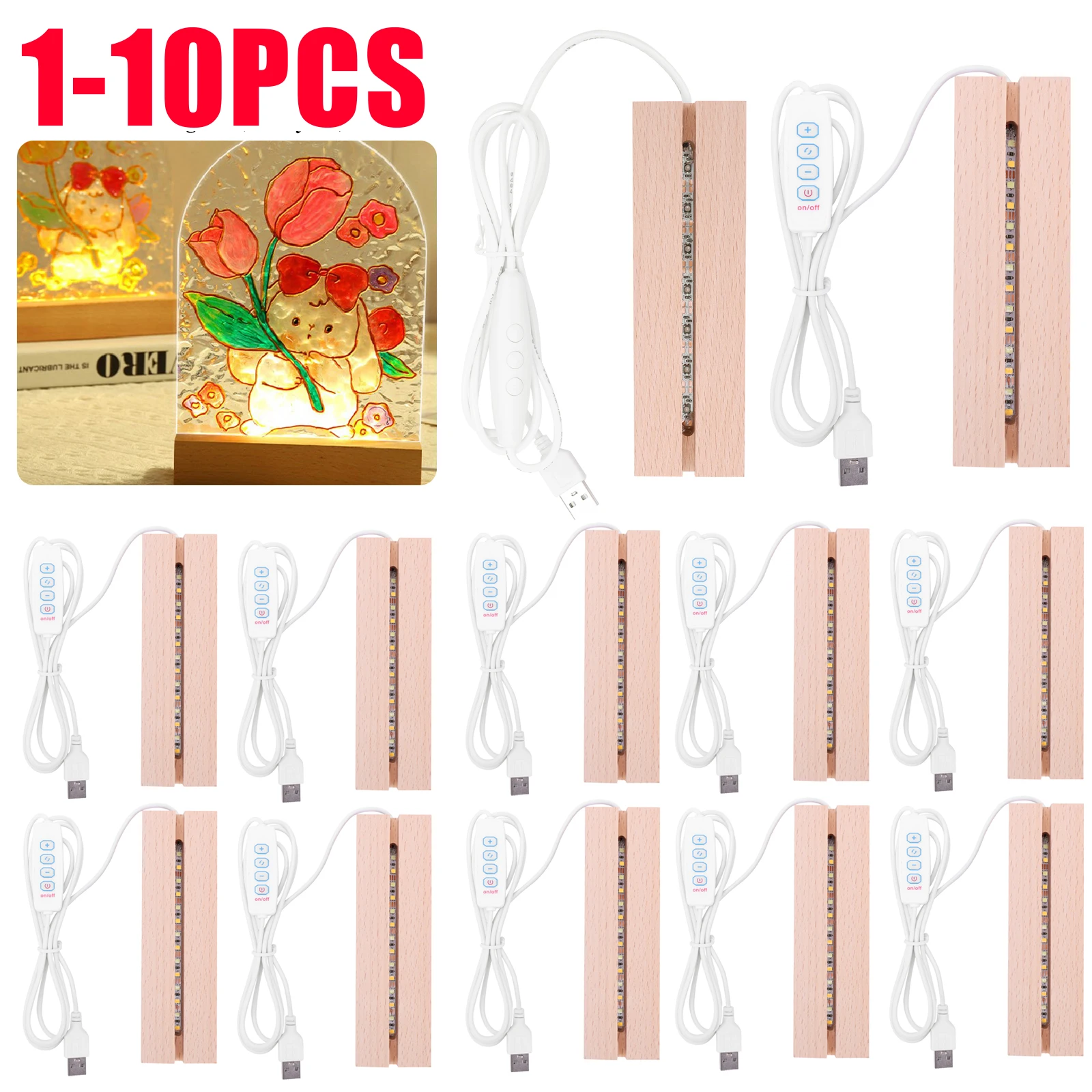 Light Art And Craft - ฐานไม้ LED สำหรับตกแต่งเรซิ่น งานฝีมือ ไฟประดับ 1-10